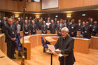 Jesuit Father Arturo Sosa, addresses delegates after his election as the new superior general of the Society of Jesus in Rome (Photo: Don Doll, S.J.) 