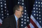 Former Labor Secretary Tom Perez, who is a candidate to run the Democratic National Committee, before speaking during the general session of the DNC winter meeting in Atlanta, Saturday, Feb. 25, 2017. (AP Photo/Branden Camp)