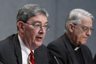 George Weigel, who wrote a biography of John Paul II, speaks at a press conference at the Vatican April 25. (CNS photo/Paul Haring)