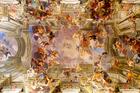 The famous trompe l’oeil ceiling of Sant’Ignazio di Loyola in Rome. Fresco by Andrea Pozzo, “Saint Ignatius Being Received into Heaven” (1691-94).