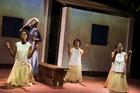 TRANSFIXED. Nneka Okafor, Starla Benford, Mandi Masden and Joaquina Kalukango in "Our Lady of Kibeho (photo by Joan Marcus).