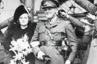 FRIEND OF JOE. Randolph Churchill, son of Winston Churchill, and his bride, Pamela Digby, leaving St. John’s Church in London after their marriage on Oct. 10, 1939. 