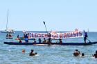 People join a demonstration titled, "City Flotilla, at Sea Against Racism," to protest against the scheduled arrival of the C Star, a ship that an anti-immigrant group has chartered to try and halt migrant arrivals to Europe from Africa and elsewhere, in Catania, Sicily Island, Italy, on July 29. (Orietta Scardino/ANSA via AP)