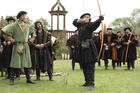 ￼AIMING HIGH. Mark Rylance, with bow, as Thomas Cromwell in “Wolf Hall”