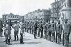 OVER THERE. Members of the 78th Division, including the author’s father (sixth from the right), receive awards in Bordeaux, France, May, 1919.