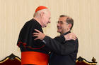 Cardinal Angelo Scola greets Mario Delpini, the newly named archbishop of Milan (photo: ChiesadiMilano)