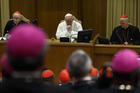 Pope Francis attends the morning session on the final day of extraordinary Synod of Bishops on the family at Vatican, Oct. 18.