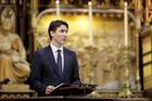 Canadian Prime Minister Justin Trudeau addresses the congregation during the ceremonial Mass on May 17, 2017, at Notre-Dame Basilica in Montreal for the city's 375th birthday celebrations. (CNS photo/Dario Ayala, Reuters)