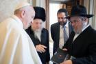 Pope Francis meets with Rabbi Edgar Gluck, chief rabbi of Galicia, center left, during a private audience at the Vatican on May 8, 2017. Photo courtesy of L'Osservatore Romano