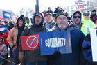 Protesters oppose "right-to-work" in Wisconsin