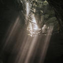 Light shining in a cave